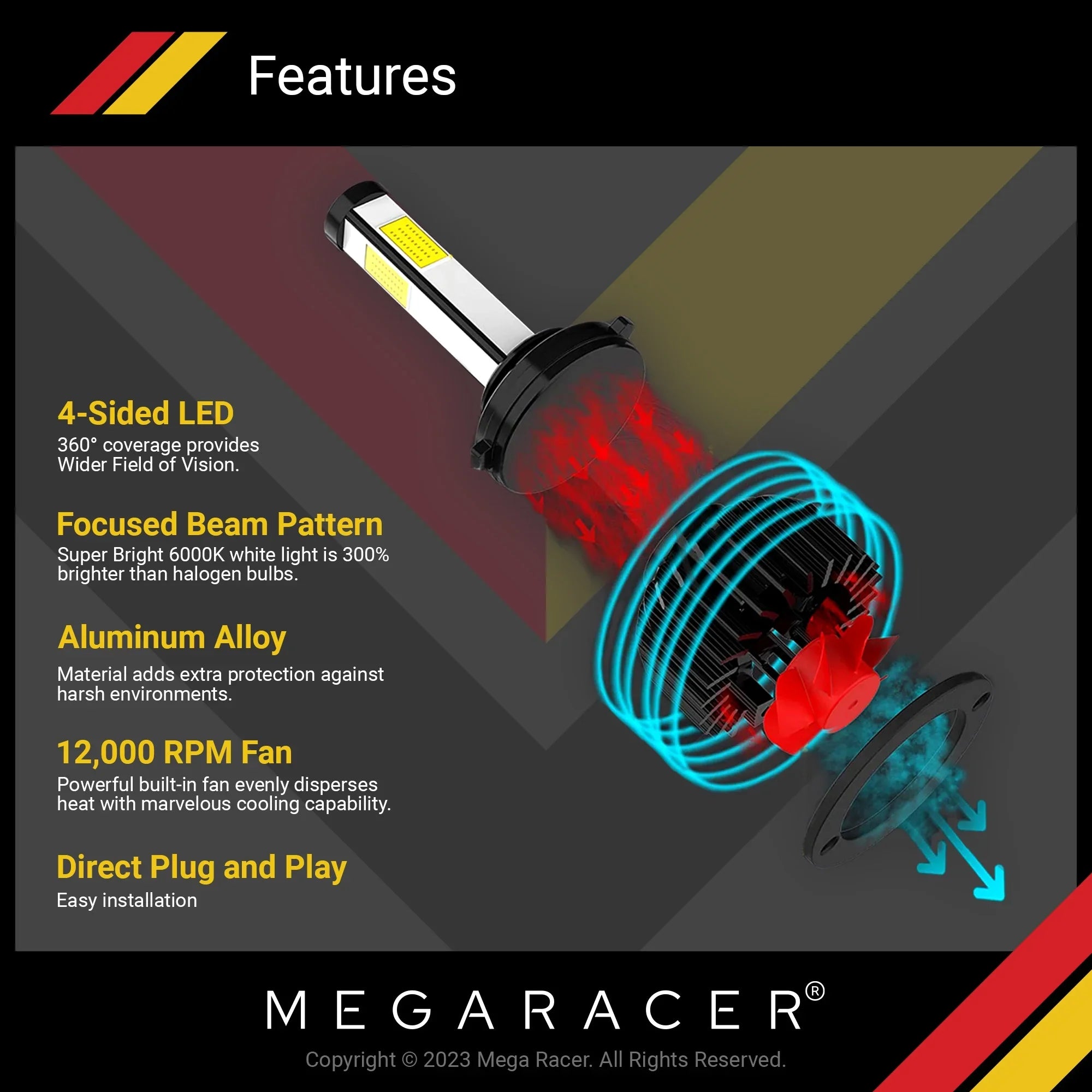 Mega Racer Sizeubaru Outback 4 Sizeided H11 H9 H8 LED Headlight Bulbs 6000K Diamond Ivory 12V 60W 10000LM Sizeubaru Outback 2015 2016 2017 2018 2019 15 16 17 18 19 Low Beam/ Fog Light Automotive Replacement