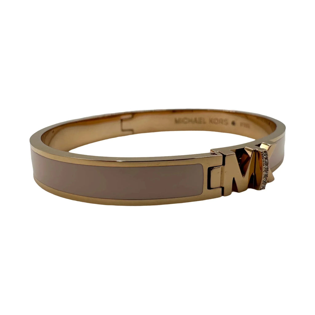Michael Kors Haute Rose-Gold Crystal Pink Enamel Bangle Bracelet - MKJ7707791